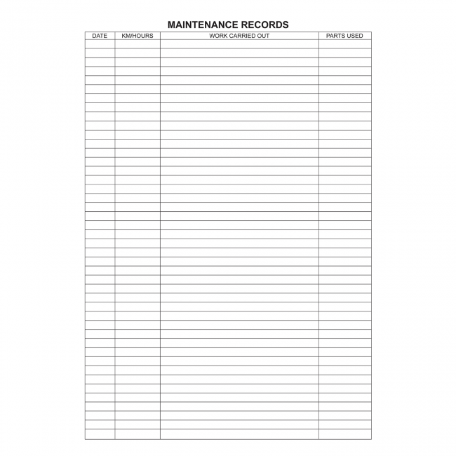 Maintenance Records Book